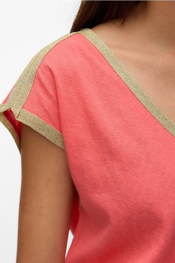 VMBALDORA S/L V-NECK TOP JRS BTQ 10325291 DUBARRY/GOLD LUREX